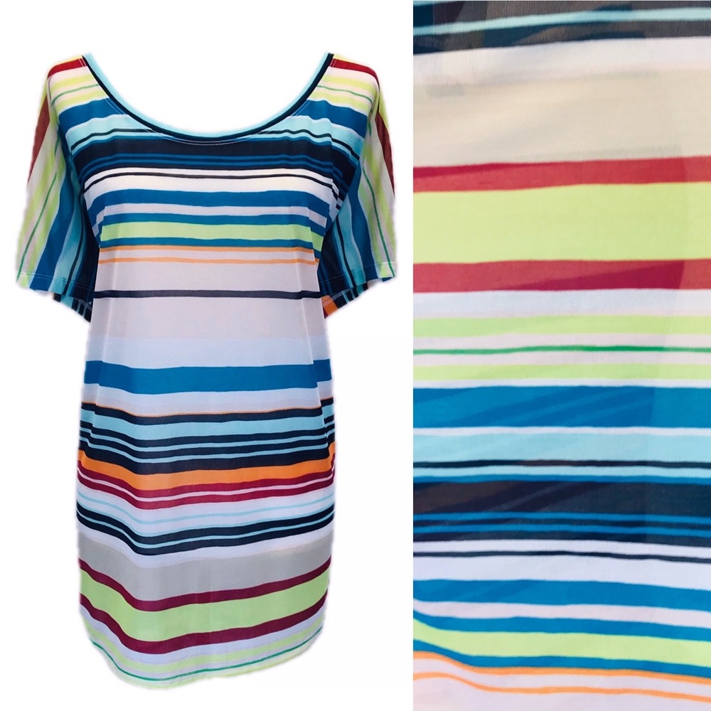 EUC Lane Bryant Sheer Stripe Poncho Style Blouse